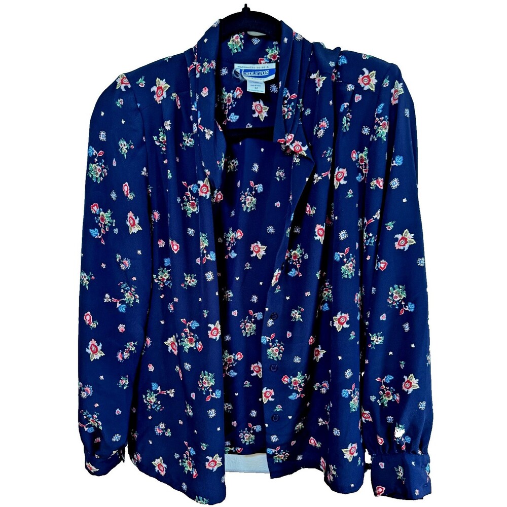 Vintage Pendleton‎ Floral Blouse Buttons Boho Classic Cottagecore 12 petite